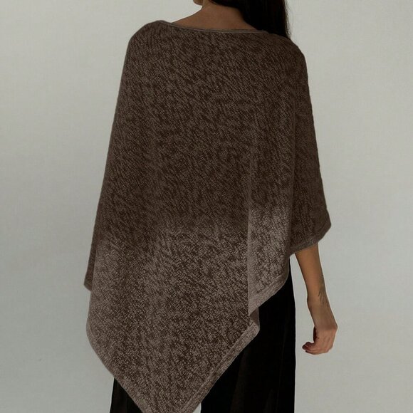 Brown Elegant Womens Off Shoulder Asymmetrical Hem Sheer Casual top - Picture 3 of 8